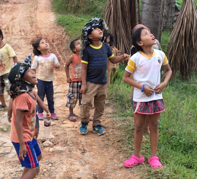 Kids looking up